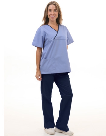  Mix Two Pocket Crossover Scrub Set  Style# MA10SET- Blue Top/Navy Pants (Clearance)