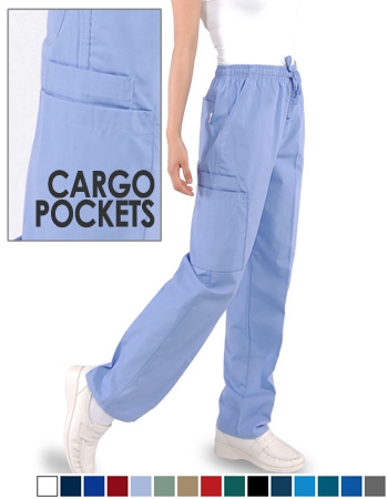 Unisex Pants (2) Cargo Pockets - Elastic Waist &amp; Drawstring - Petite Size # B300P (On Sale)