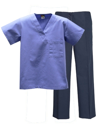  Mix &amp; Match Color Set - 1 pocket BlueTop &amp; Navy Pants Style # MX01SET 